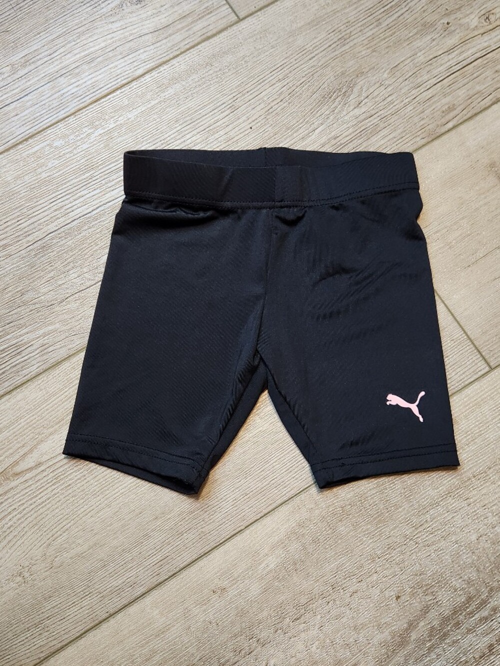 Puma Black Shorts with Pink Puma Logo